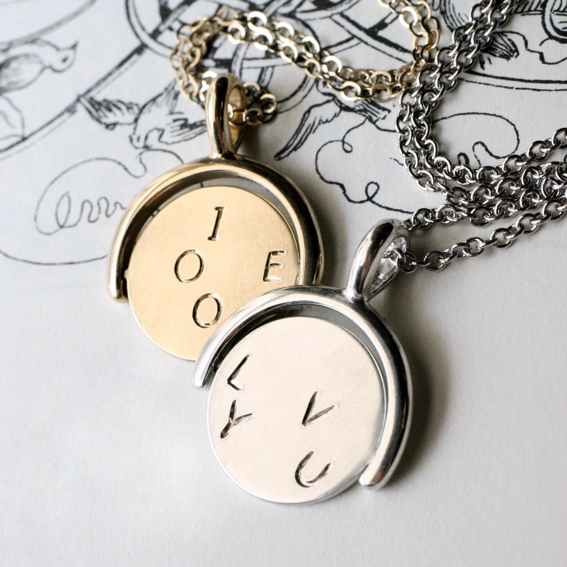 Pendentif Rond "I Love You" Argent Sterling 925 - Breloque Tournante Designer Inspirations