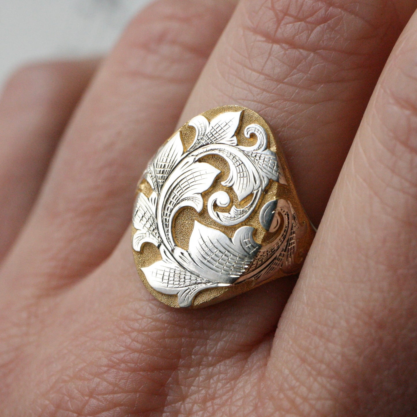 North/South Acanthus Signet in Two-tone