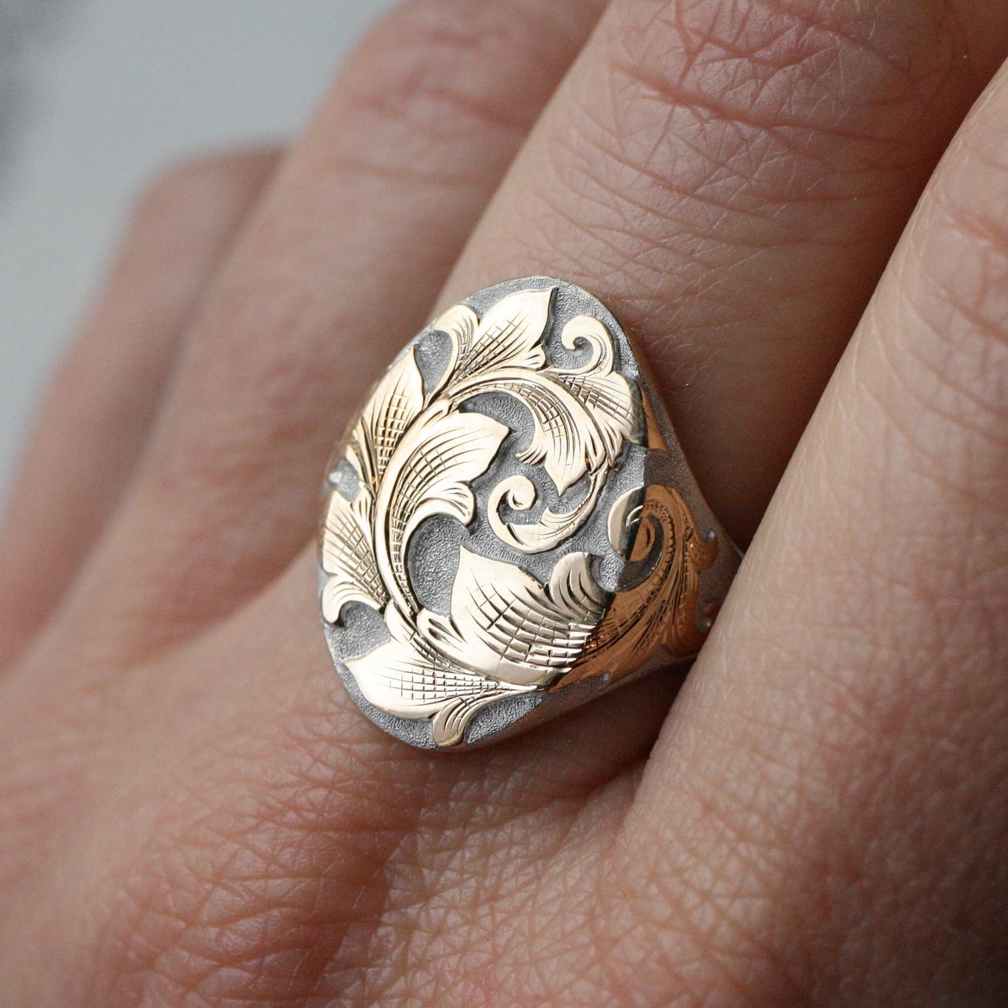 North/South Acanthus Signet in Two-tone