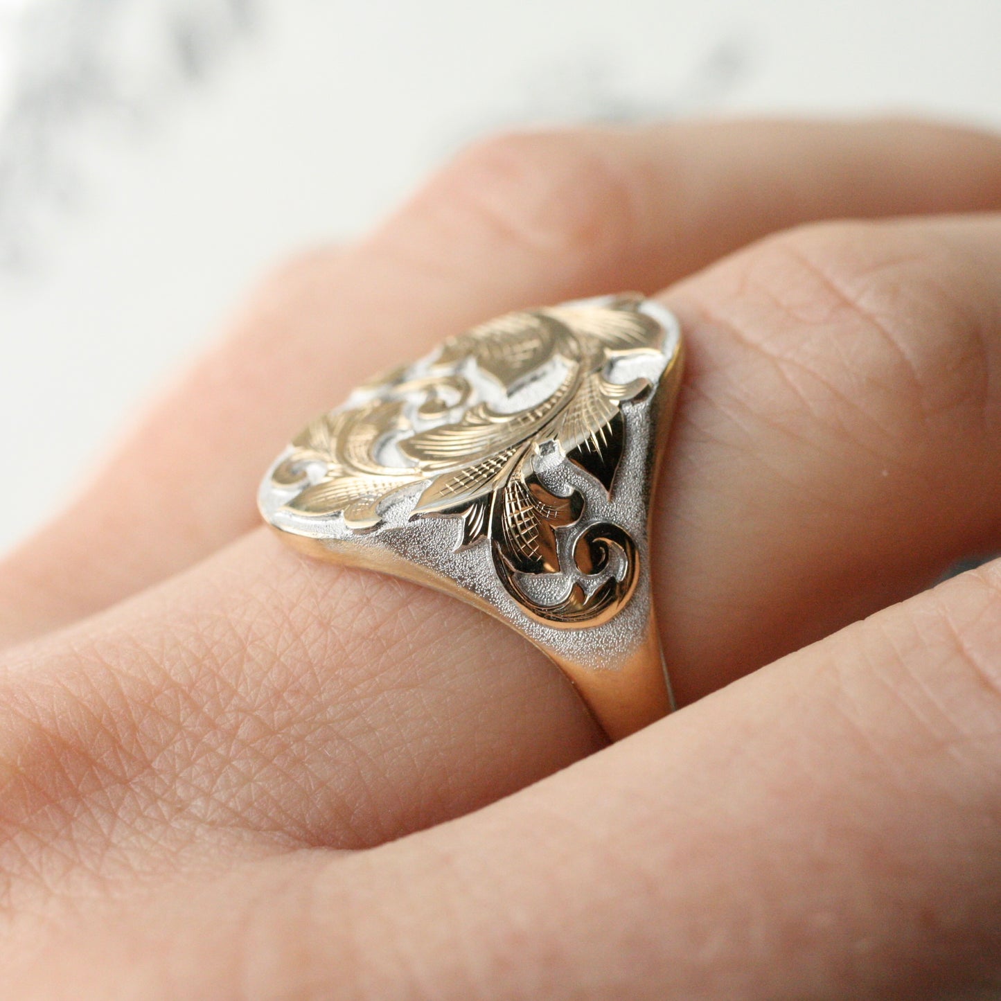 North/South Acanthus Signet in Two-tone