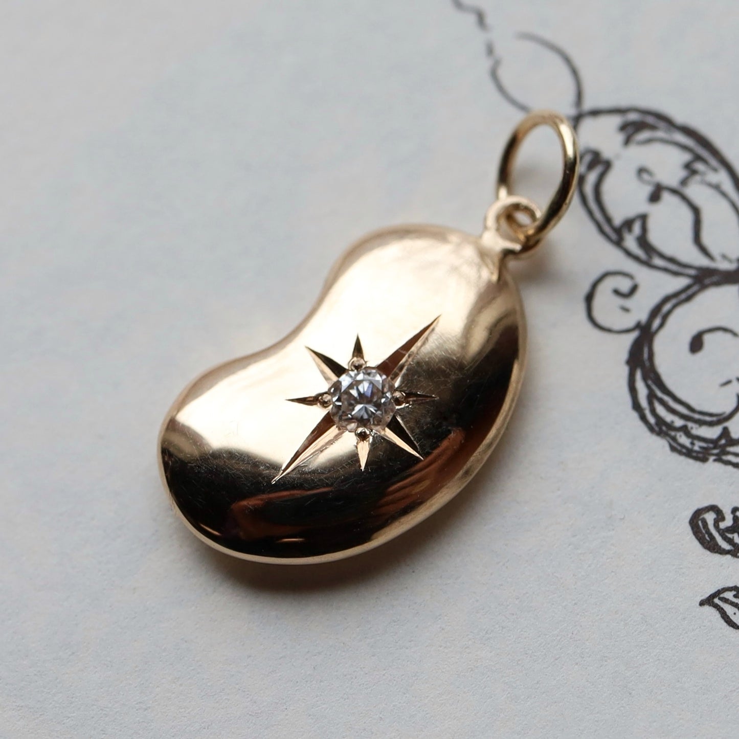 14k gold Biggest Sparkle Bean charm READY TO SHIP