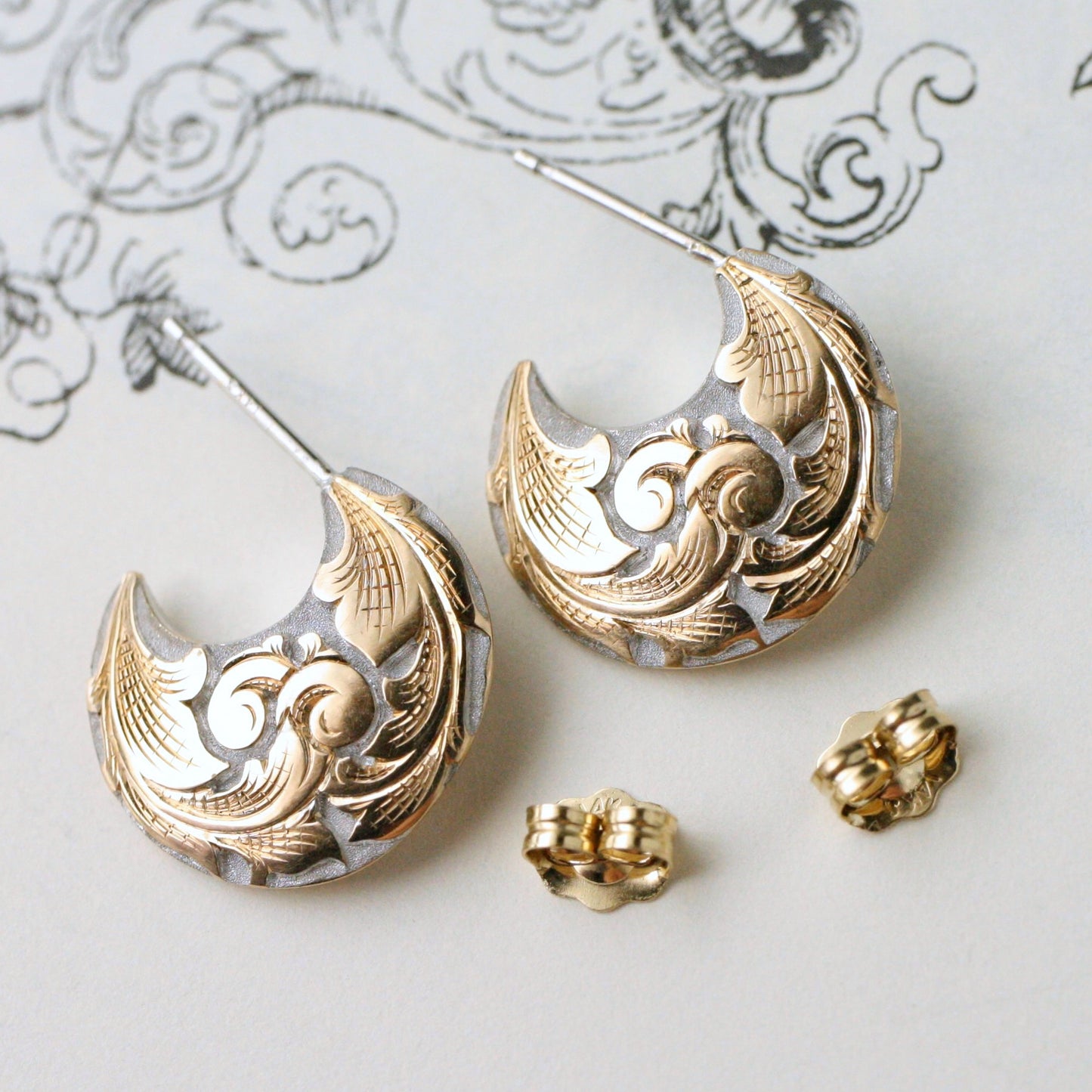 Acanthus Disc Hoops in Two-Tone