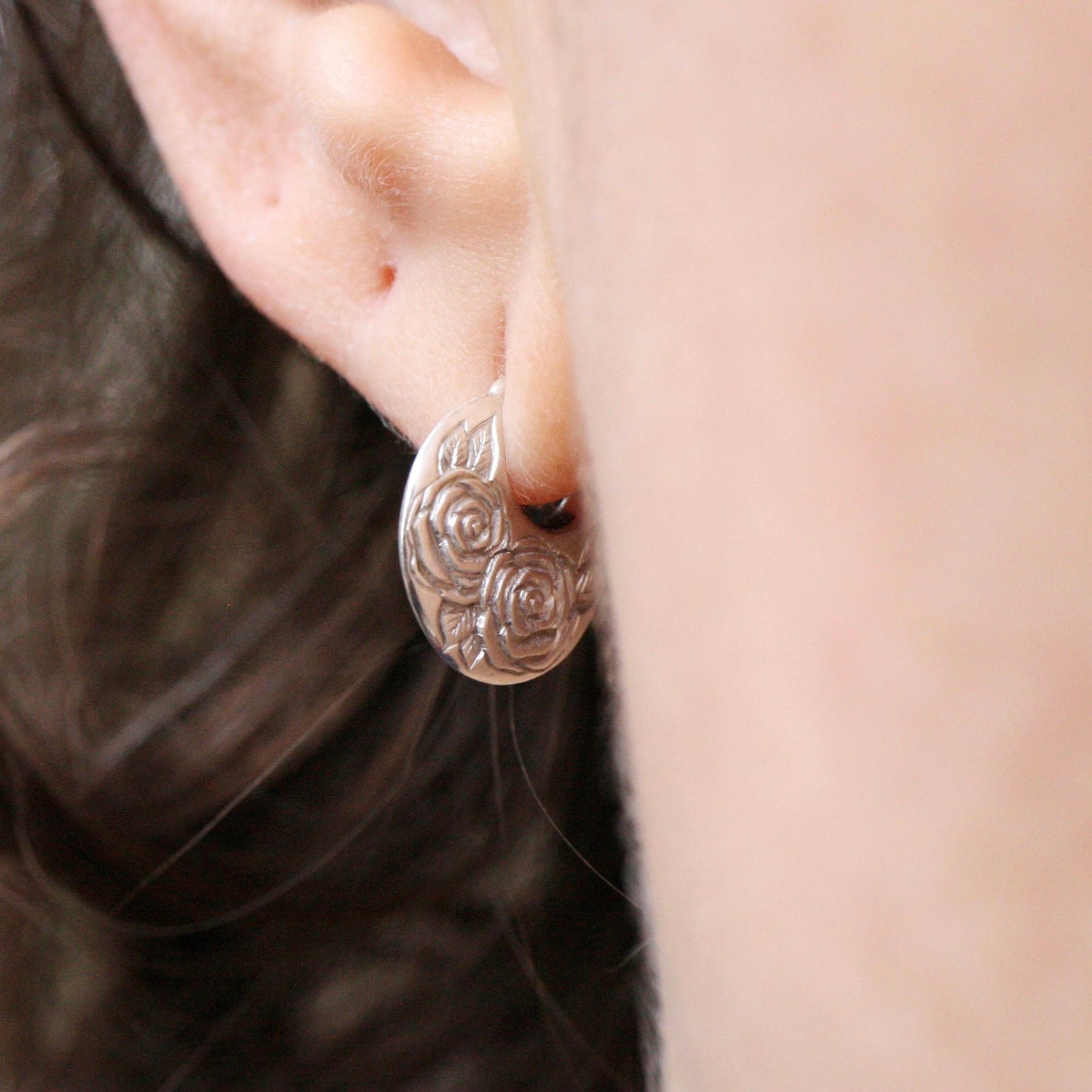 Beloved Rose Disc Hoops