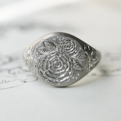 Sterling silver Beloved Rose Signet Size 7 READY TO SHIP