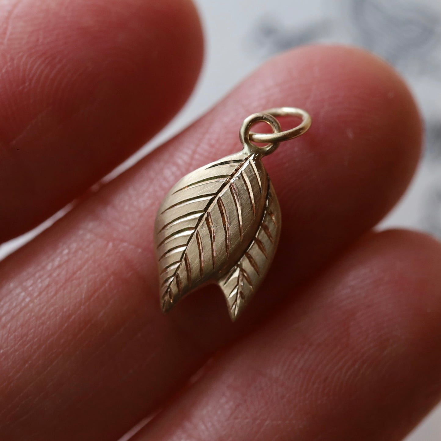 14k gold Leaf charm READY TO SHIP