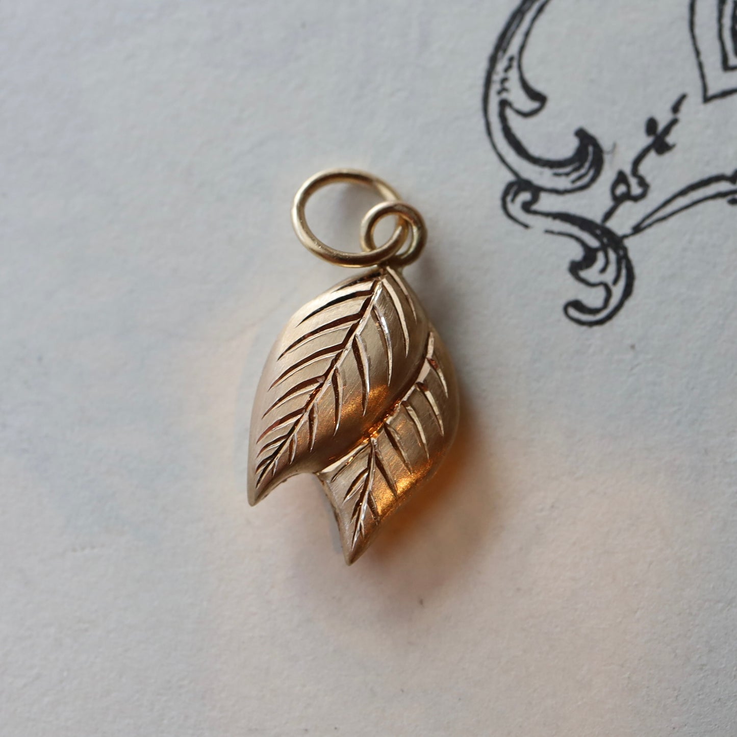 14k gold Leaf charm READY TO SHIP