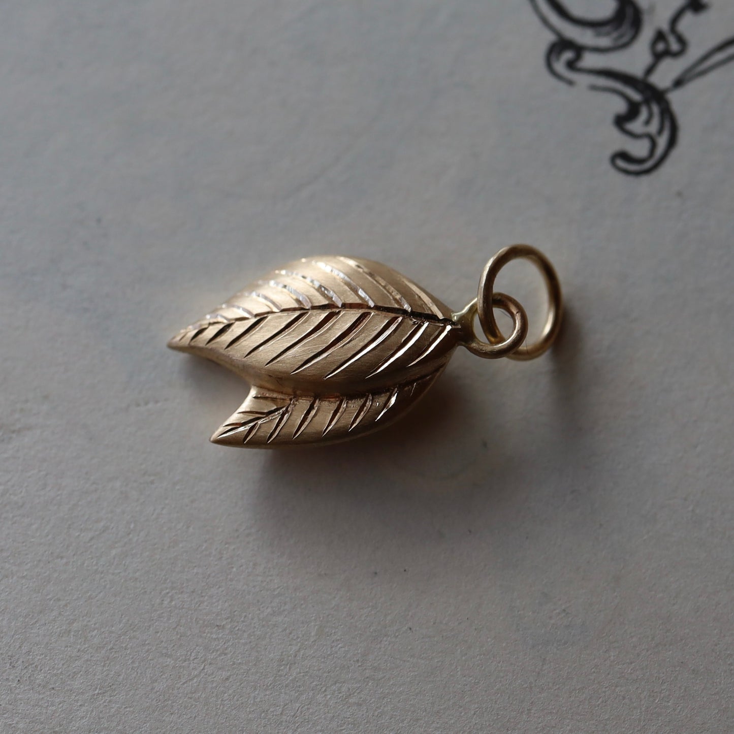 14k gold Leaf charm READY TO SHIP