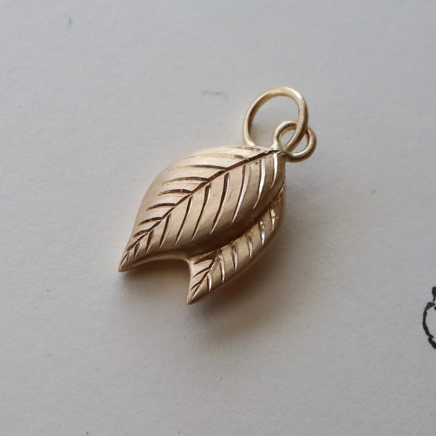 14k gold Leaf charm READY TO SHIP