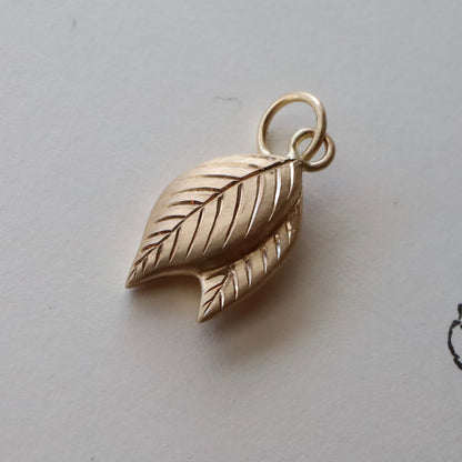14k gold Leaf charm READY TO SHIP