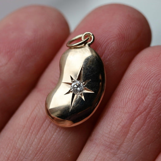 14k gold Biggest Sparkle Bean charm READY TO SHIP