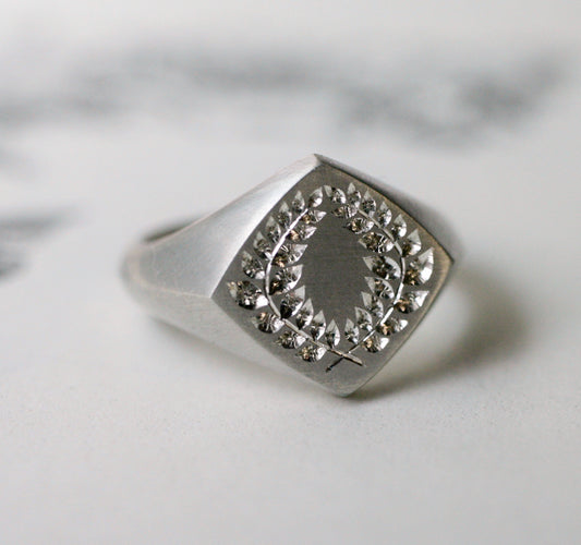 Sterling silver Laurel Signet Ring size 7.25 READY TO SHIP