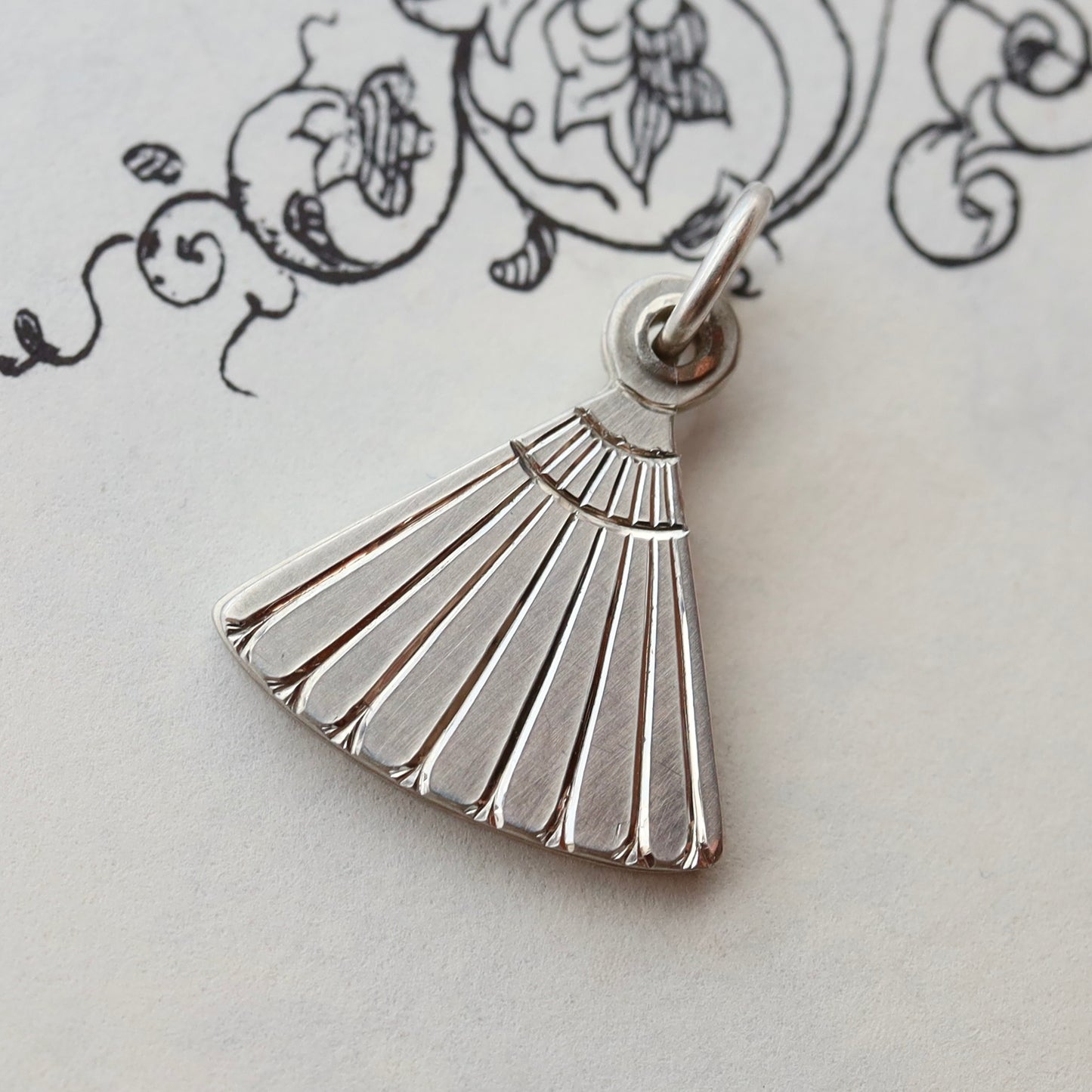 Sterling silver fan charm READY TO ENGRAVE