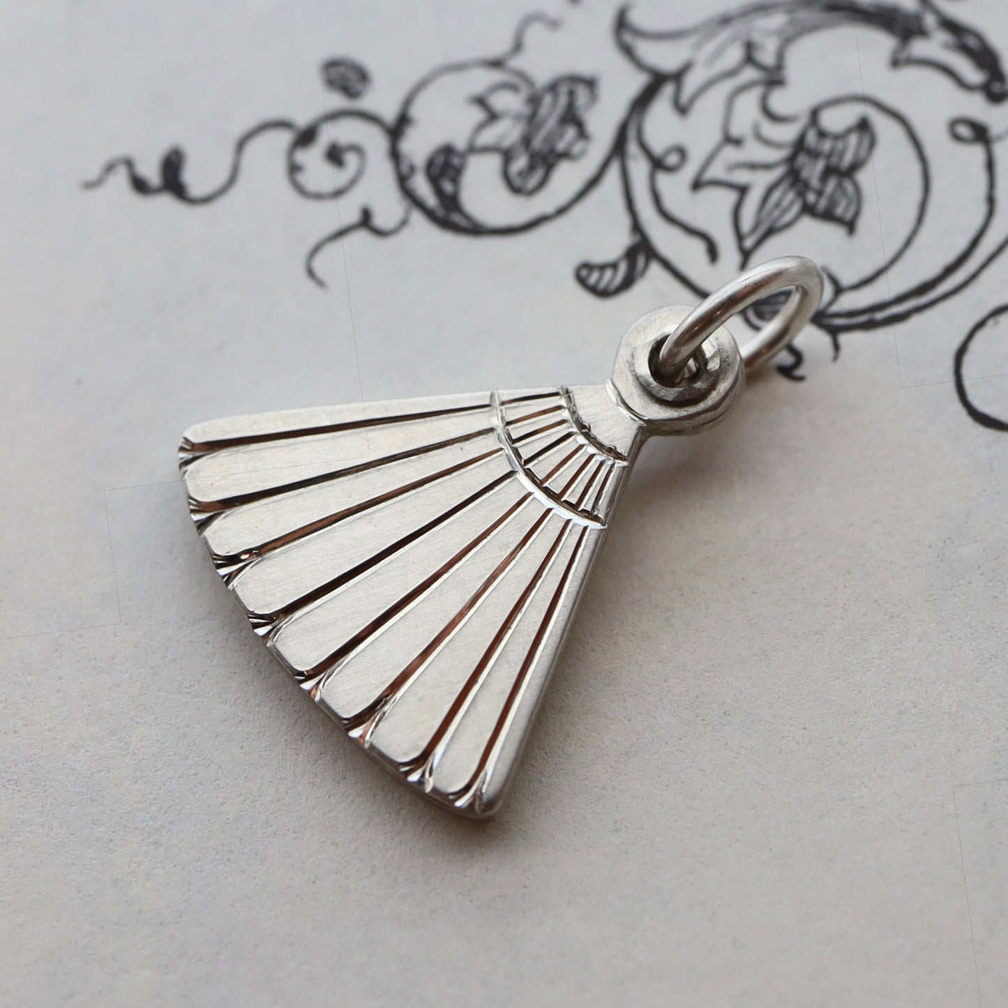 Sterling silver fan charm READY TO ENGRAVE
