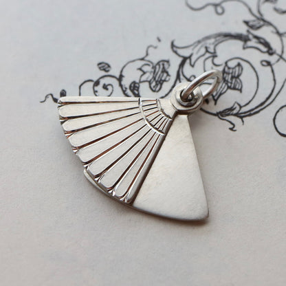 Sterling silver fan charm READY TO ENGRAVE