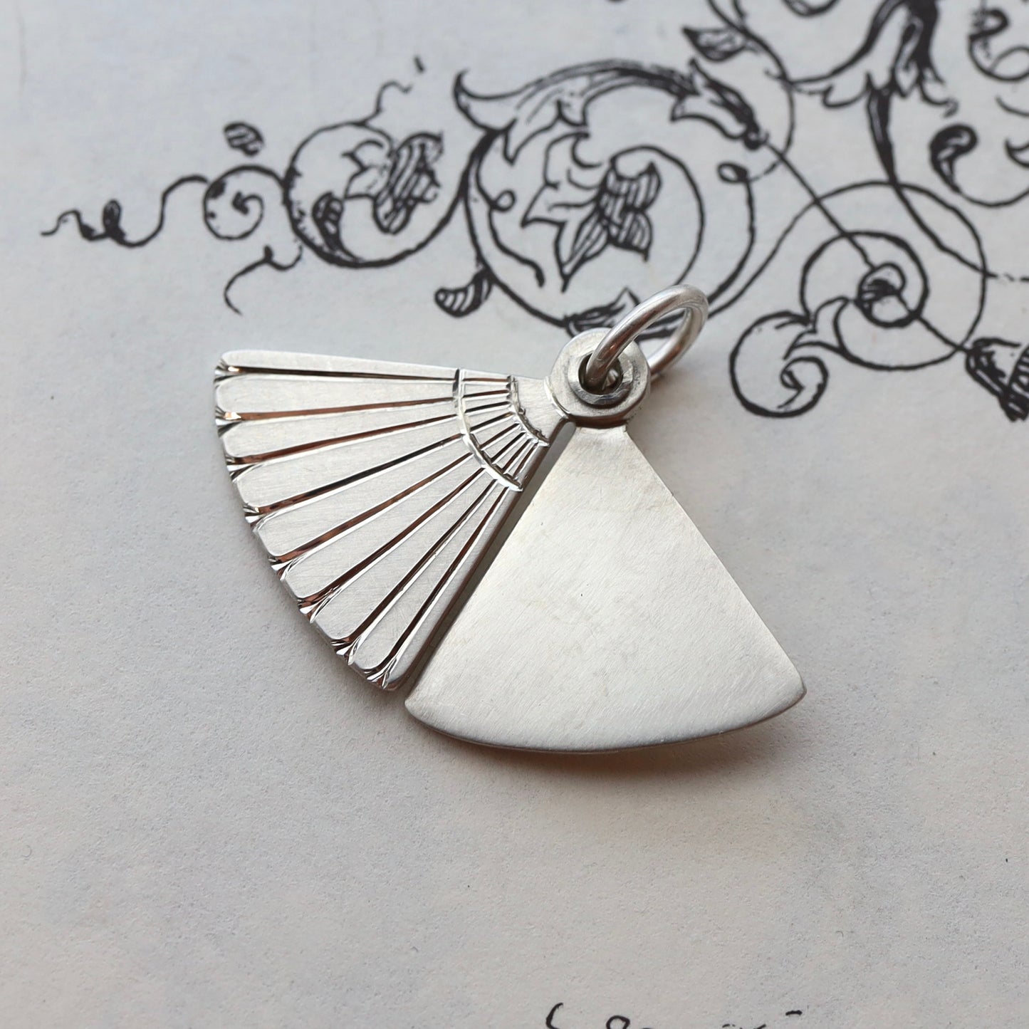 Sterling silver fan charm READY TO ENGRAVE
