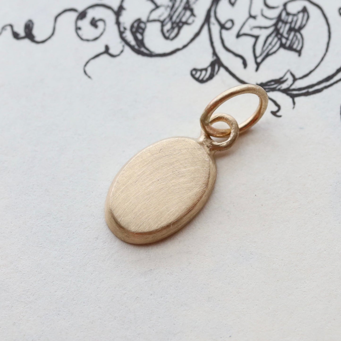 Tiny 14k oval charm READY TO ENGRAVE