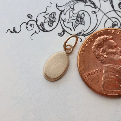 Tiny 14k oval charm READY TO ENGRAVE