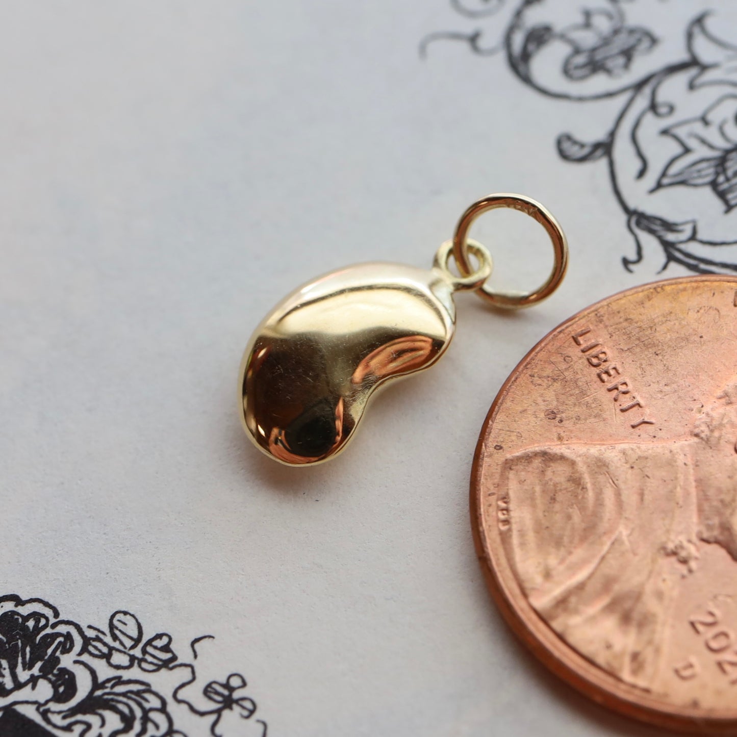 18k gold Lucky Baby Bean charm READY TO SHIP