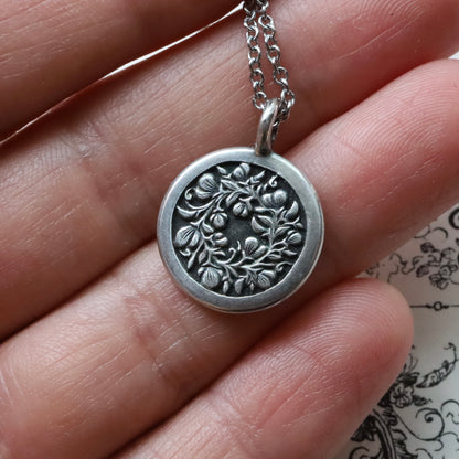 Oxidized silver Sweet Pea necklace READY TO SHIP
