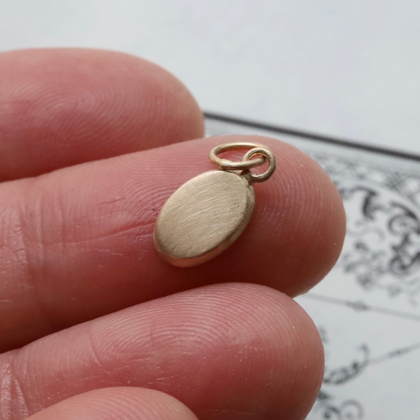 Tiny 14k oval charm READY TO ENGRAVE