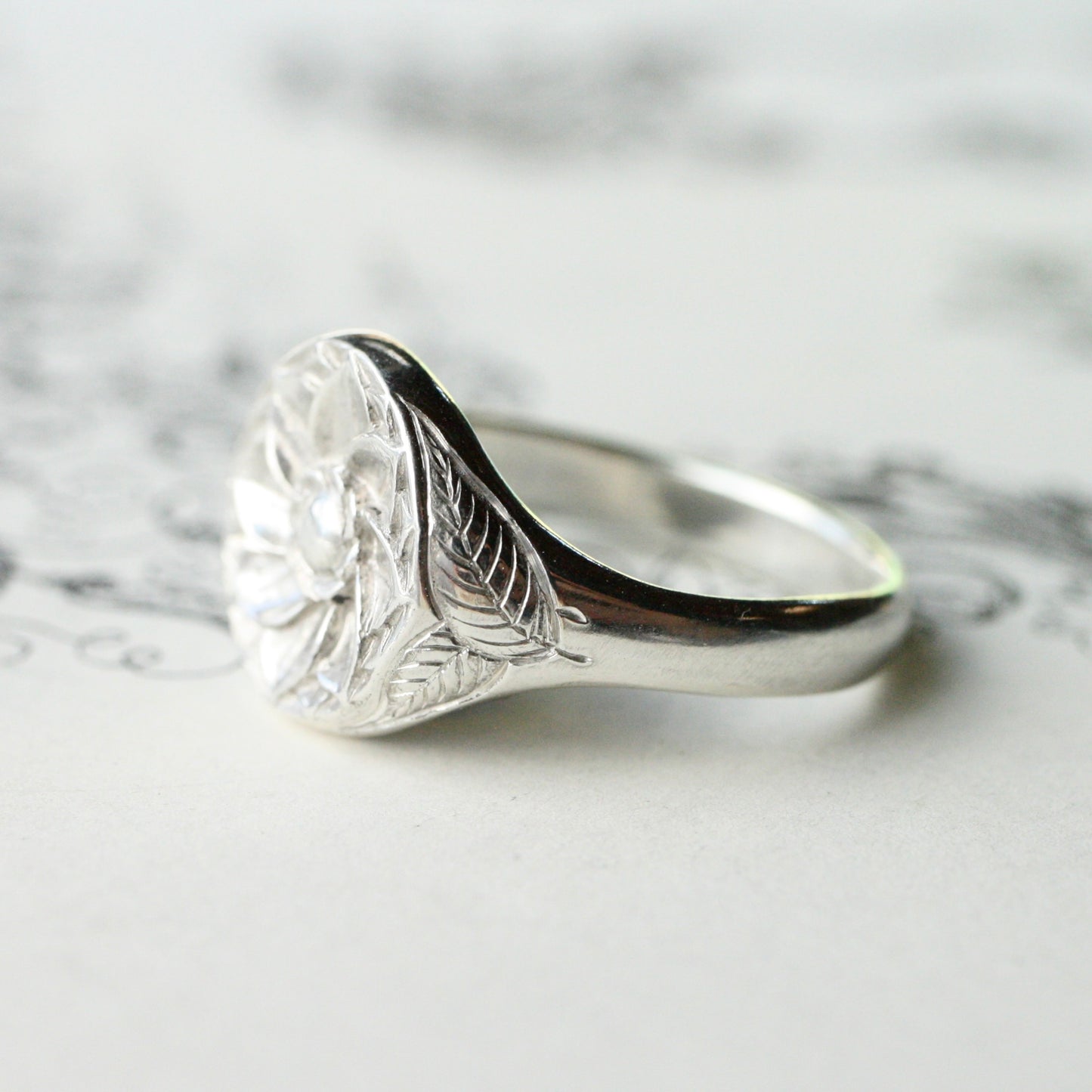 Sterling silver Rosette Signet size 8.75 READY TO SHIP