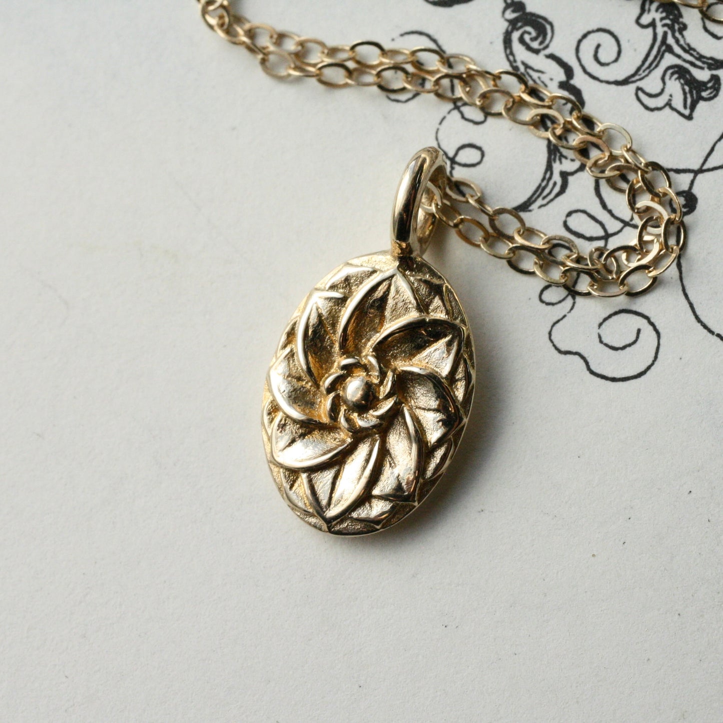 14k gold Rosette charm READY TO SHIP