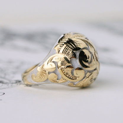 Acanthus Bombé Ring in Two-Tone