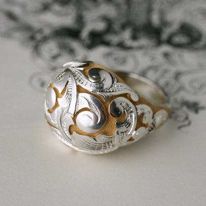 Acanthus Bombé Ring in Two-Tone