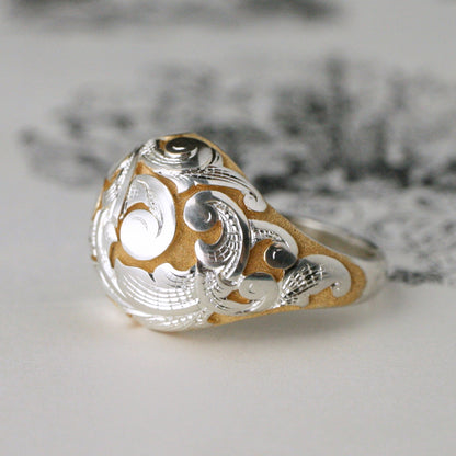 Acanthus Bombé Ring in Two-Tone