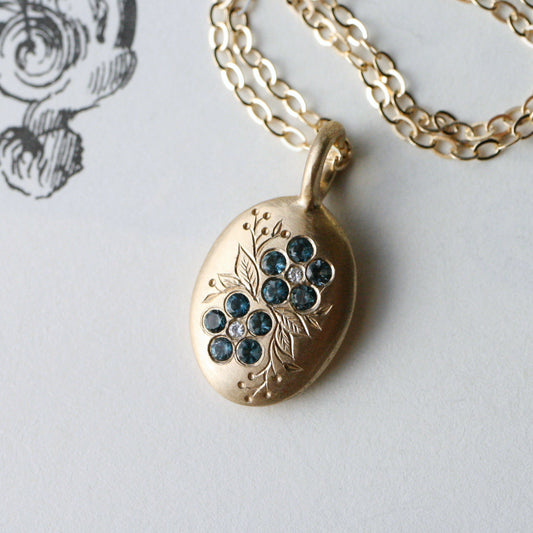 Gold and Topaz Forget-Me-Not Pendant