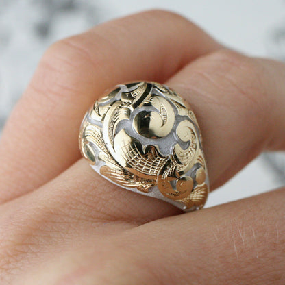 Acanthus Bombé Ring in Two-Tone