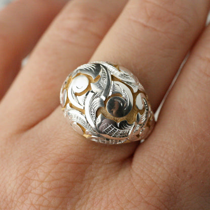 Acanthus Bombé Ring in Two-Tone