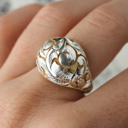 Acanthus Bombé Ring in Two-Tone