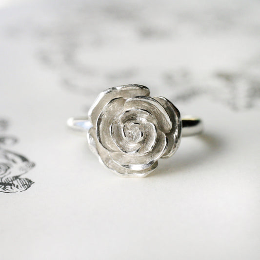 Silver Beloved Rose Promise Ring Size 6.75