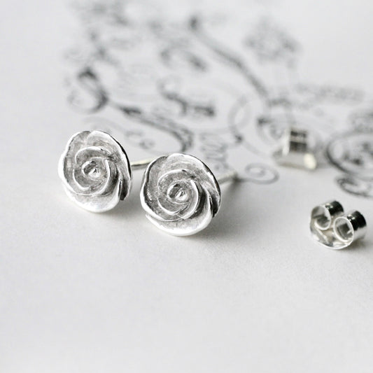 Sterling silver Tiny Rose Studs READY TO SHIP